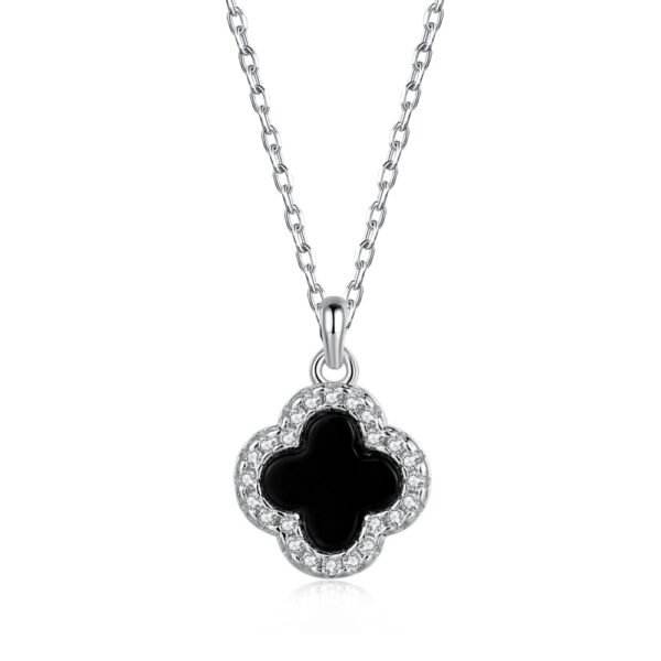 Collar de Plata .925 con Flor Negra